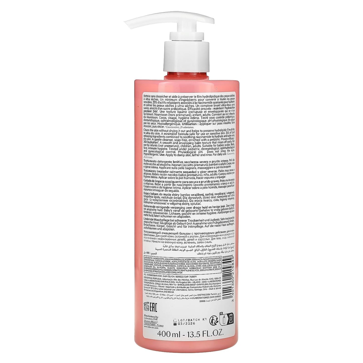 SVR Topialyse Cleansing Balm – Gentle Soothing Cleanser for Dry, Sensitive Skin – 24H Hydration – Multi-Purpose Use – Soap-Free & Sulfate-Free - Fragrance-Free, – Dermatologically Tested – 13.5 fl oz