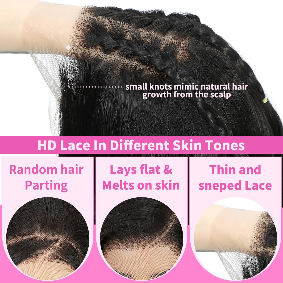 Synthetic Lace Front Wigs Pre Plucked 13x4 HD Lace Black Wigs For Women 26 Inch Long Layered Straight Wigs 100% Futura Premium Fiber Wig With Bangs Ready to Wear Beginner Friendly Daily Use