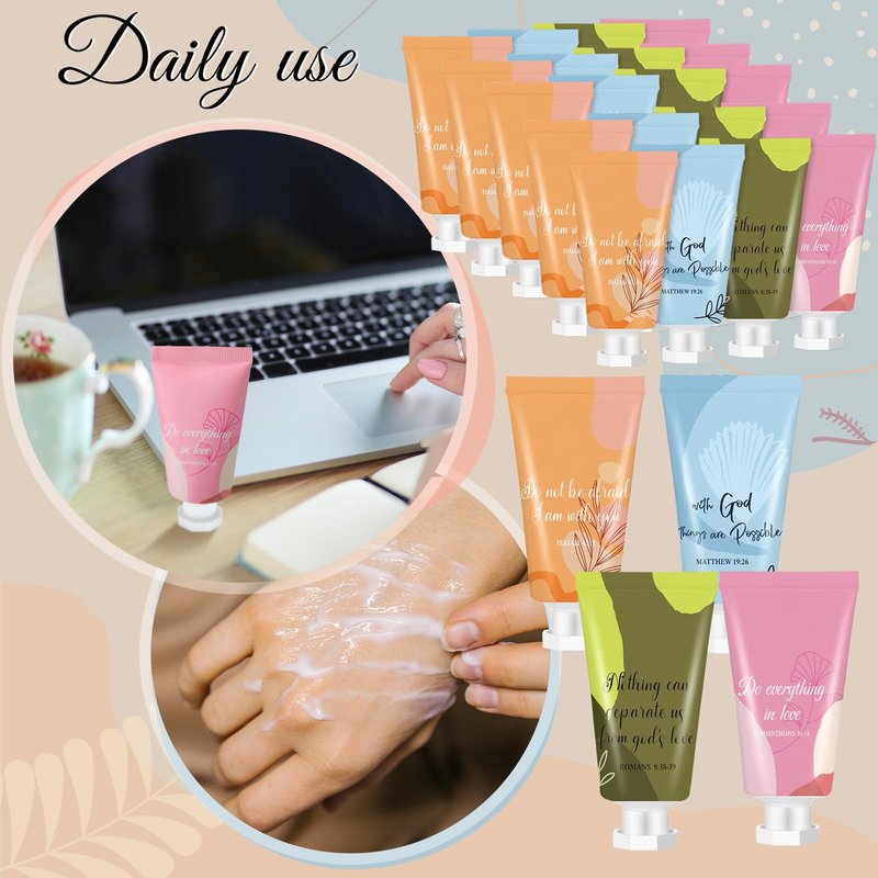 Sacubee 36 Pcs Christian Hand Lotion Bulk Gifts for Women Bible Verse Mini Scripture Travel Hand Cream Religious Gift for Teacher Student Church Member Prayers School Coworkers Birthday Wedding Favor