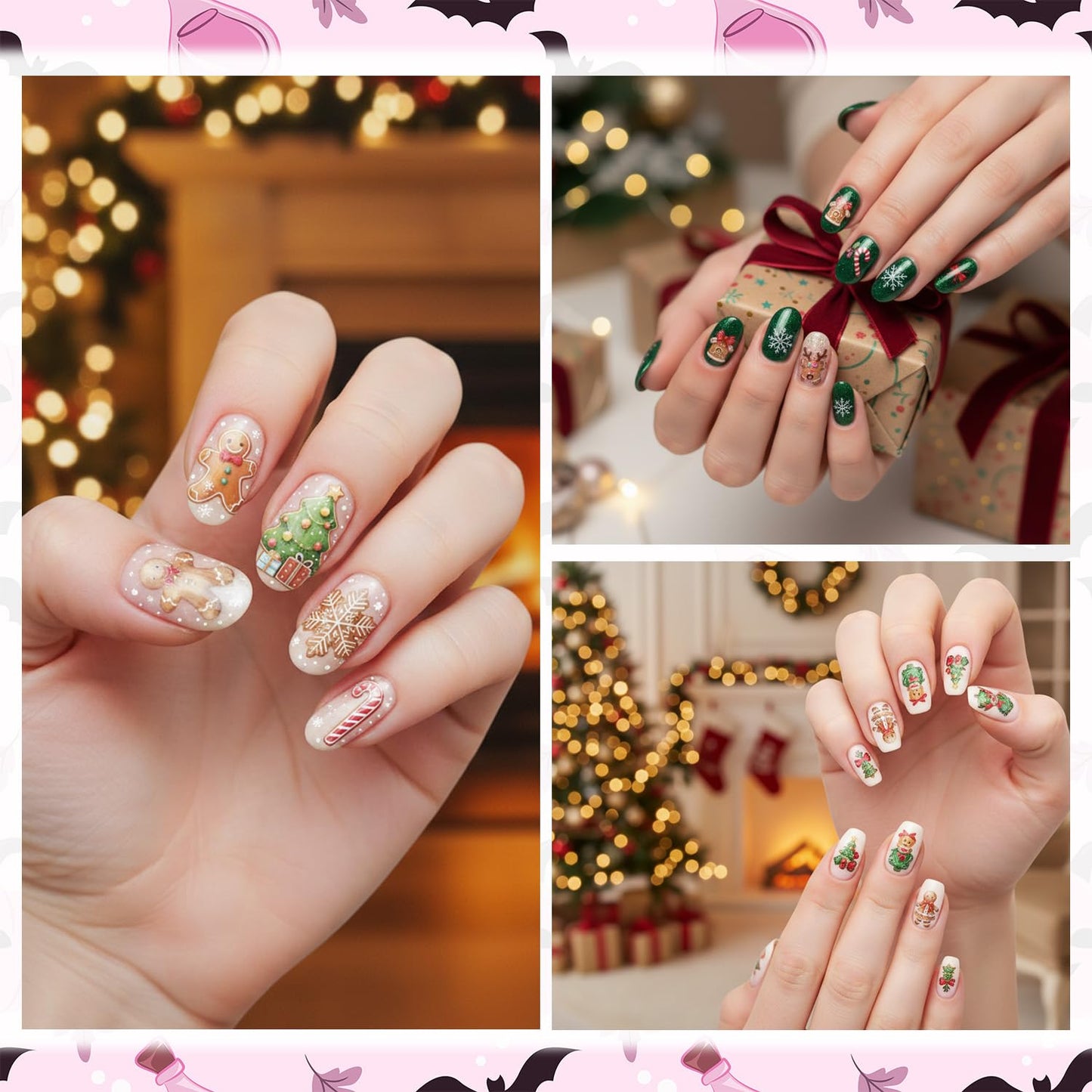 Keluna New Year Nail Stickers - 3 Sheets Happy New Year 2026 Nail Art Sticker, Glitter Gold Christmas Nail Decals, 5D Fireworks Champagne Eve Nail Decal Designs for Women Girls Manicure Decoration