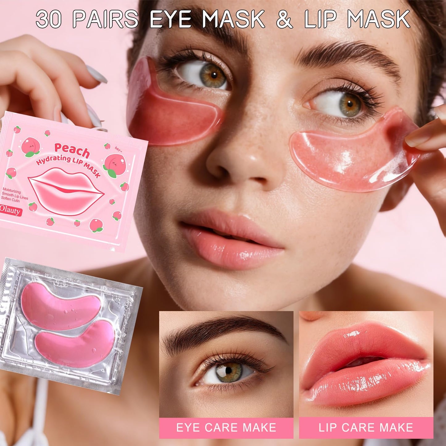 30 Pairs Eye Mask & Lip Mask,Under Eye Patches for Puffy Eyes,Lip Mask Skincare,Bachelorette Party Favors,Small Gifts,Wedding Bridesmaid Gifts,Bulk Gifts,Birthday Party Favors,Graduation Gifts