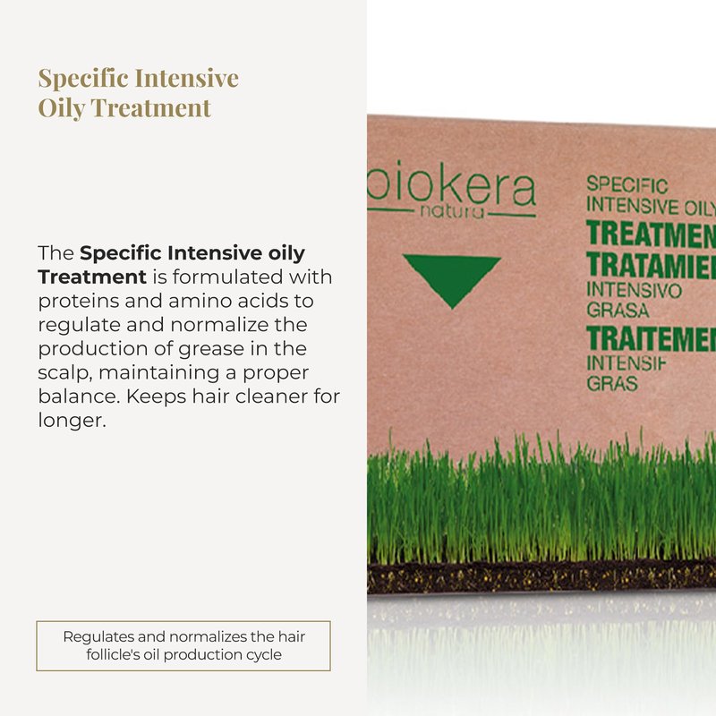 SALERM - Oily Hair Treatment - Intensive Grease Treatment Biokera Natura - 6 x 10 ml - Intensive Lotion for Oily Hair - with Proteins, Amino Acids, and Beer Yeast - Sebum Regulating