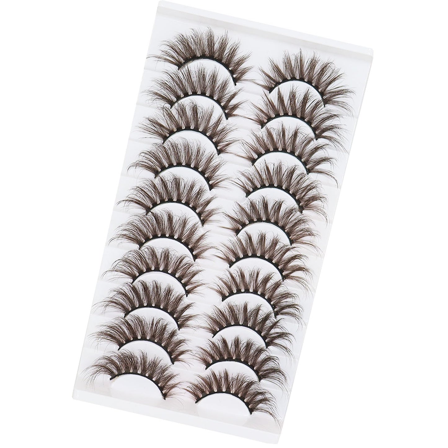 Brown Eyelashes Fairy Lashes Cat Eye Wispy False Lashes Mink Fluffy Dramatic Dark Brown Strip Lashes Fox Eye Long Volume Fake Eyelashes 10 Pairs (MQ608)