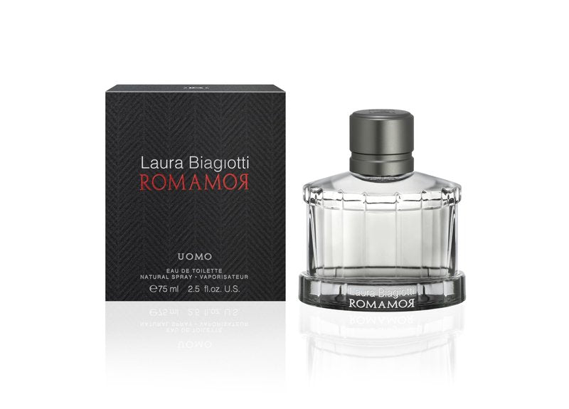 Laura Biagiotti Romamor for Men - Amber Woody Scent - Opens with Grapefruit, Black Pepper, Vetiver and Ginger - Enhancing Comfort for Everyday Use - Perfect for Date Night - 1.3 oz EDT Spray