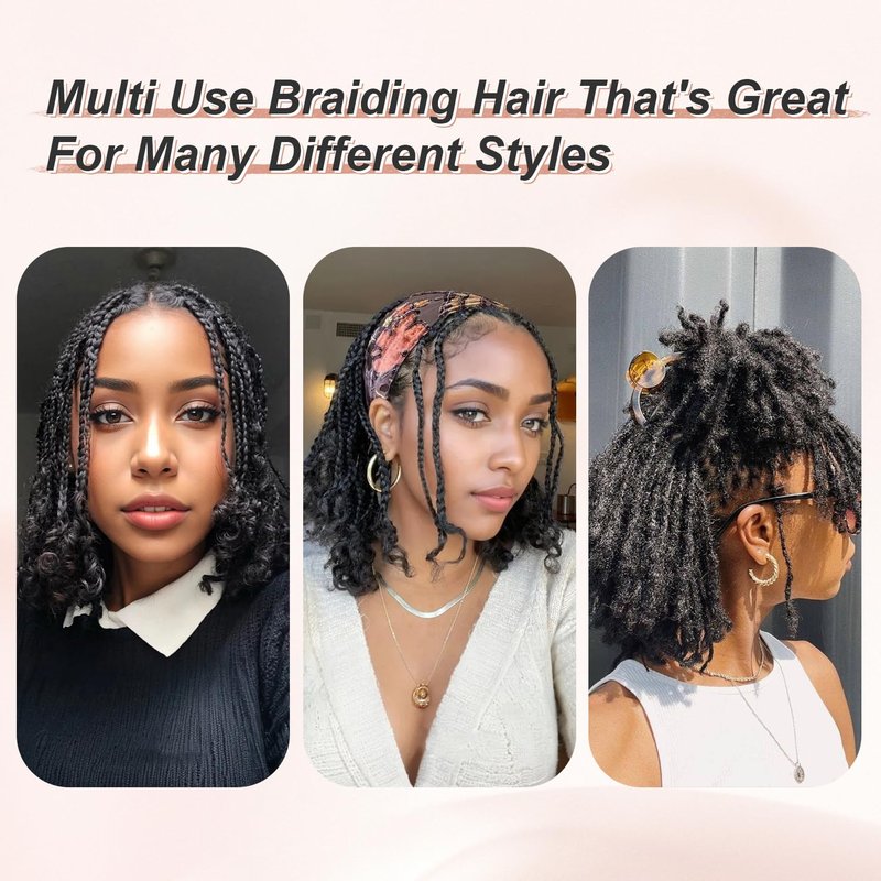 Braiding Hair Pre Stretched Afro Kinkys Bulk Human Hair Kinky Straight Bulk Human Braiding Hair For Braids, Dreadlocks, Loc Repair, Soft Texture (12Inch, 50g/Pack)
