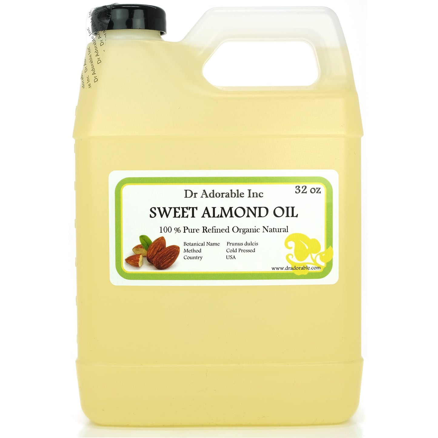 Dr Adorable - 32 oz - Sweet Almond Oil - Pure Organic Cold Pressed