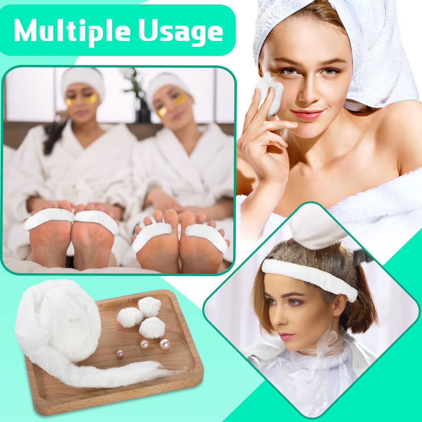 Nuogo Cotton Roll for Salon, 260 Feet 2lb Sliver Perm Cotton Coil for Hair Manicures Skin Care Beauty 900g Easy to Use