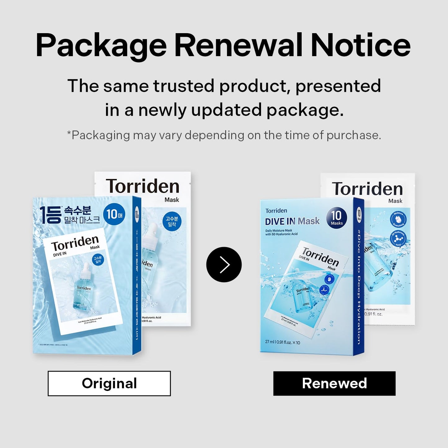 Torriden DIVE IN Hyaluronic Acid Facial Mask (10 sheets) | Deep Hydration Korean Face Sheet Mask | Panthenol & Allantoin | Korean Skincare Mask