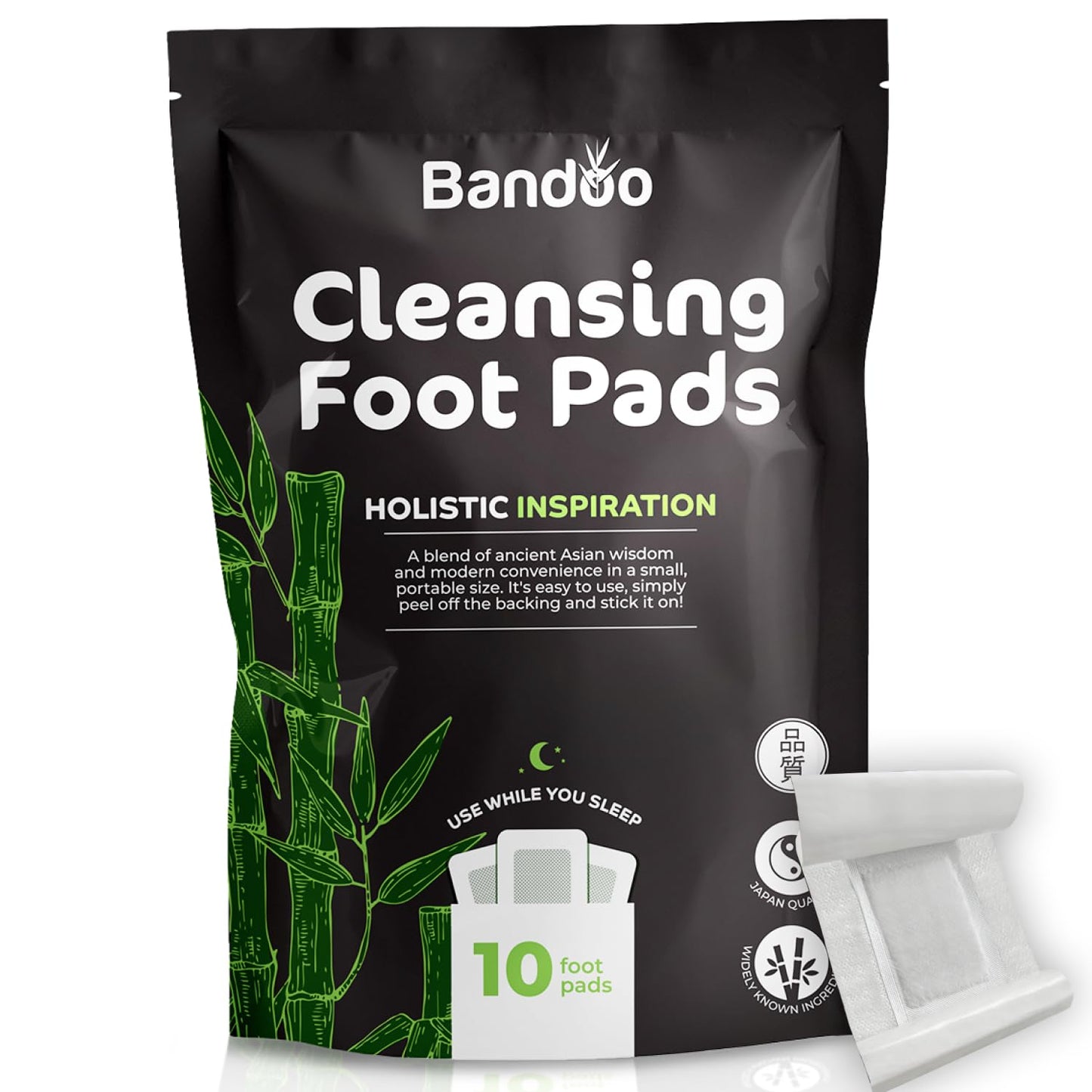 Bandoo Original Foot Pads – Premium Natural Foot Care Pad, Comfortable Overnight Application for Men & Women - 10 Count