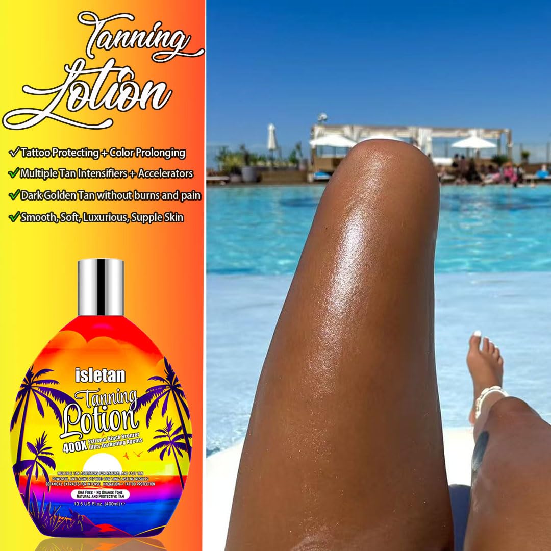Bronzing Tanning Lotion - Indoor Tanning Bed Lotion with Bronzer & DHA-Free Formula | 13.5 oz