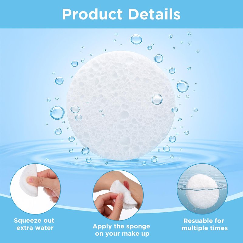 300 Count Compressed Facial Sponges Disposable Exfoliating Pads Face Cleansing Sponges Professional Cosmetic Makeup Spa Spong for Facial Cleansing, Exfoliating, Makeup Removal