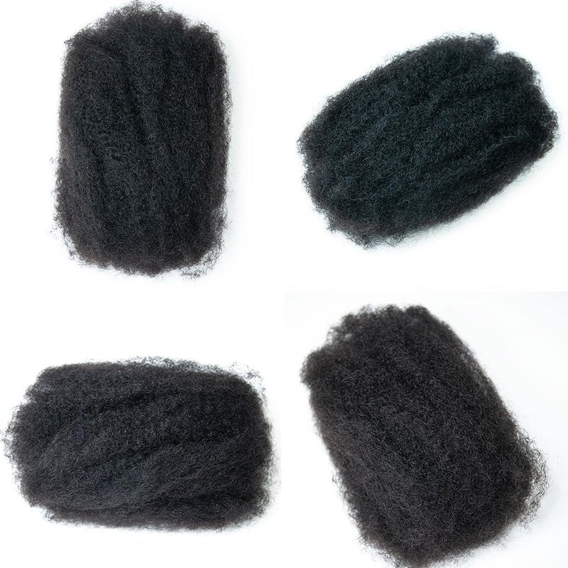 Afro Kinkys Bulk Human Hair Extensions Maroochin 100% Human Hair for Mini Twist, Braids, Dreadlocks, Loc Extensions 50g 12" #1B