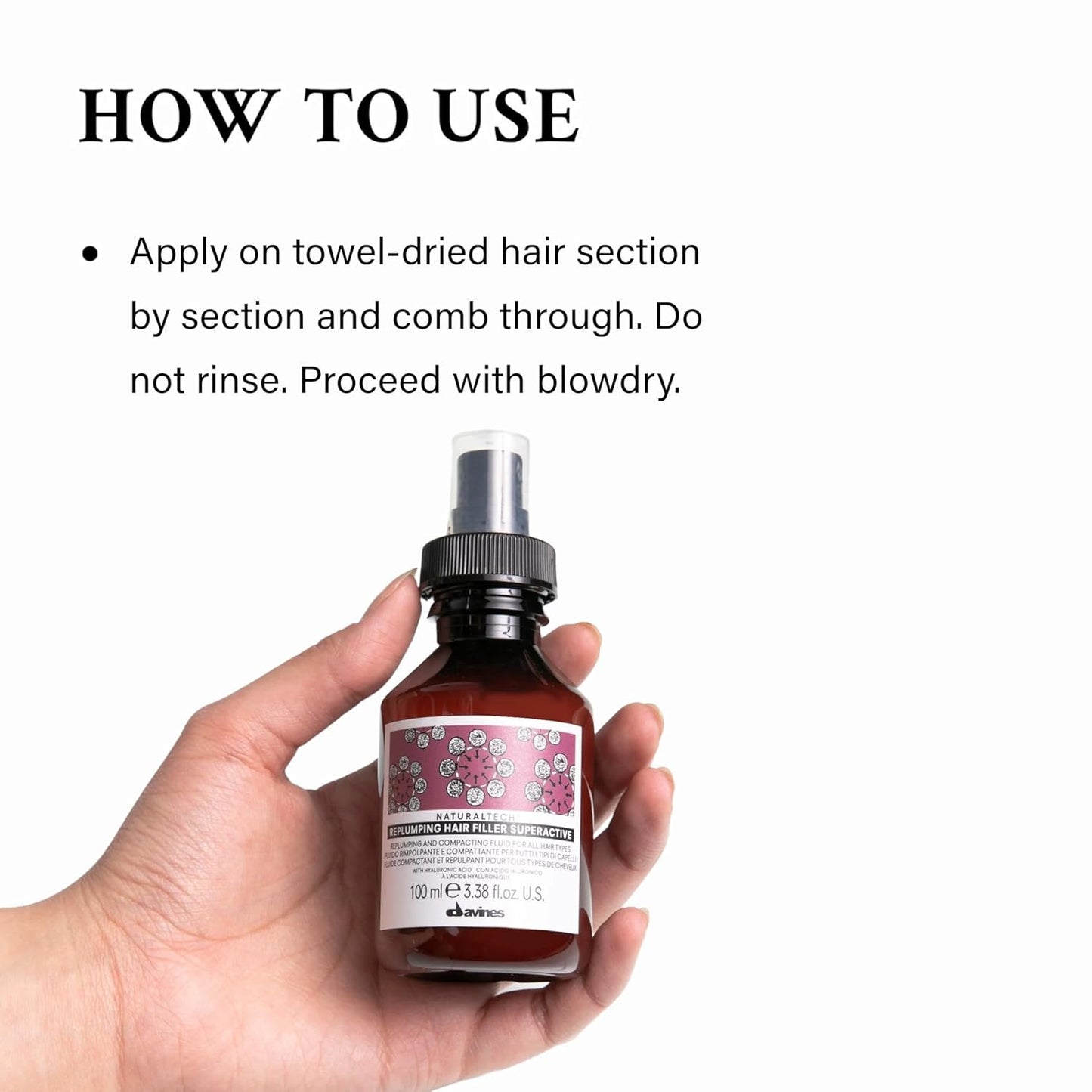 Davines Naturaltech Replumping Hair Filler - Moisturizing Treatment for Fine Hair | Thickens & Plumps, Travel Size 3.38 Fl Oz