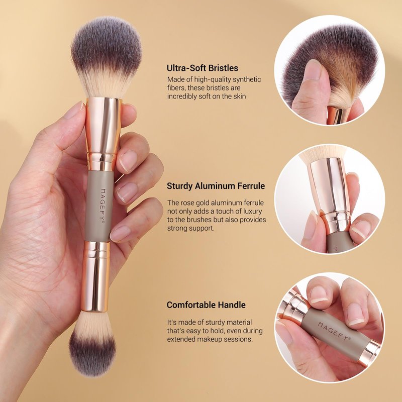 MAGEFY Makeup Brushes 37 Pcs Makeup Kit, Multi-functional Makeup Tool Set with Double-End Powder Blush Eyeshadows Brush Make up Brushes Set Bag,Champagne