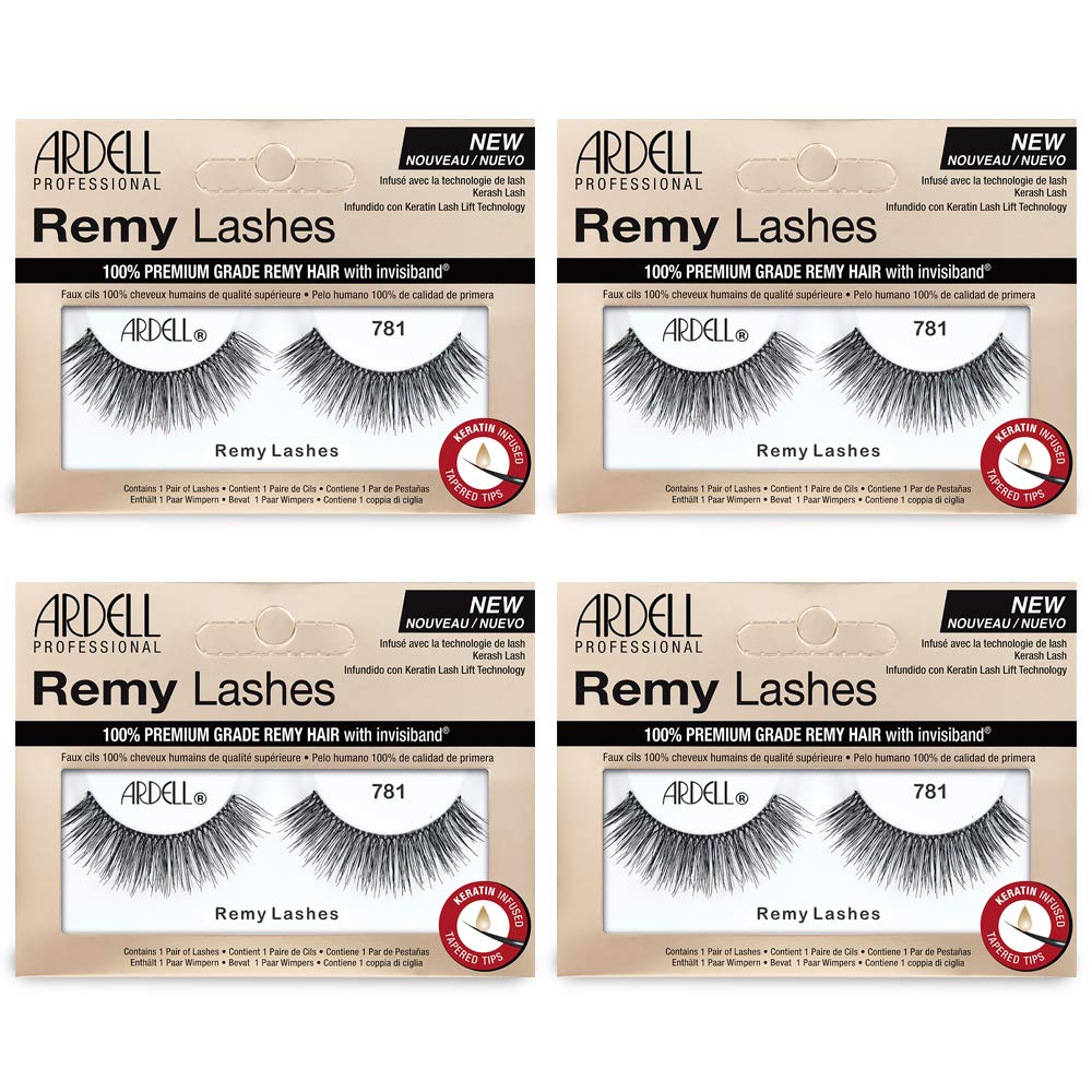 Ardell Remy Lash 781, Premium Grade Remy Hair False Lashes with Invisiband, 4 pairs