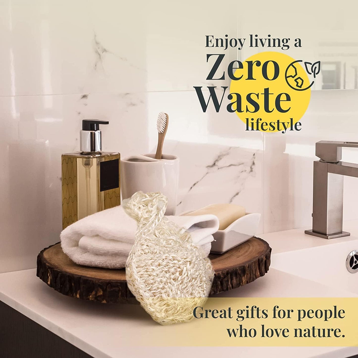 Natural Handwoven Sisal Loofah Body Scrubber | Organic Agave Fiber Shower Sponge - 3-Pack for Men & Women