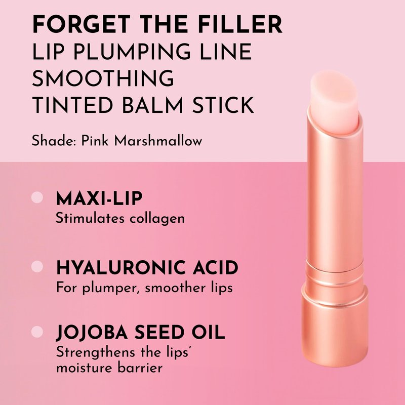 LAWLESS Women's Forget the Filler Lip Plumping Line Smoothing Tinted Balm, Pink Marshmallow, 0.09 Ounce