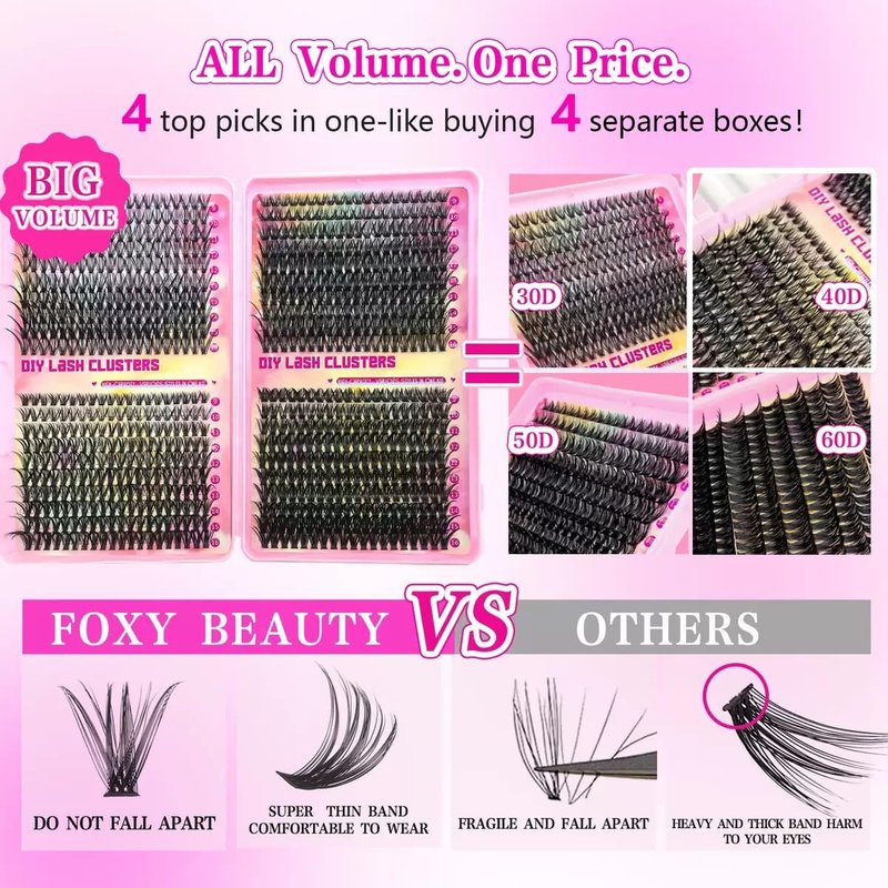 Lash Extension Kit - 800 Pcs 30D-100D Fluffy Volume Individual DIY Eyelashes | Wispy 9-16mm with Glue & Tweezers