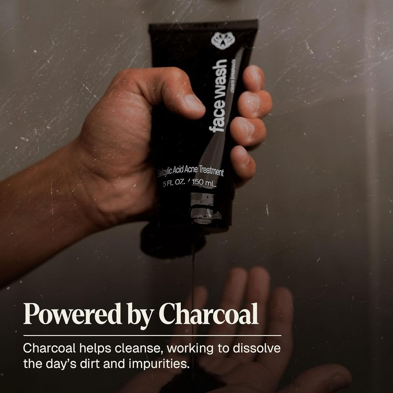 Men’s Charcoal Powder Face Wash - Deep Cleansing Facial Cleanser for Sensitive Skin | 5 Fl Oz, 2 Pack