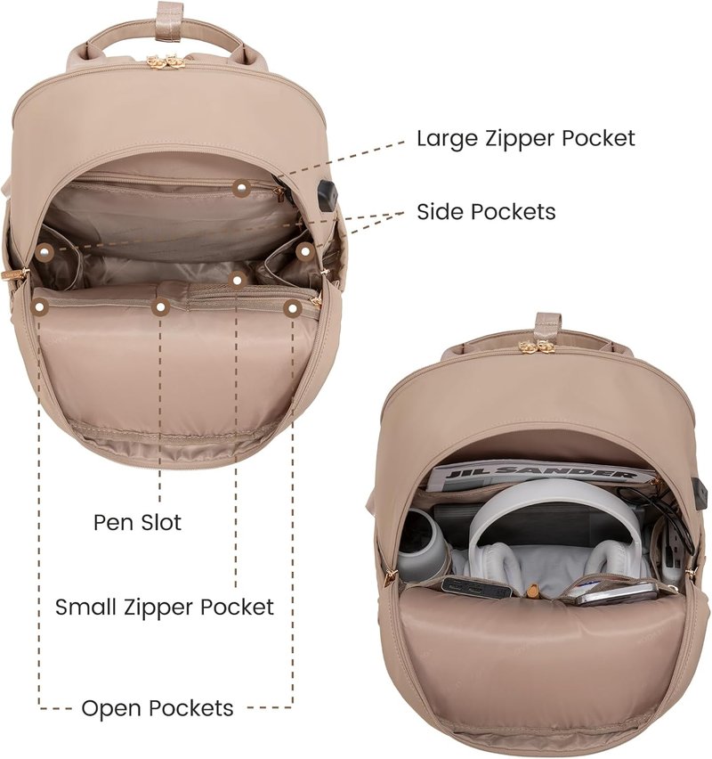 LOVEVOOK Laptop Backpack for Women - Stylish 15.6-Inch Waterproof Bag with USB Port | Vintage Travel Daypack