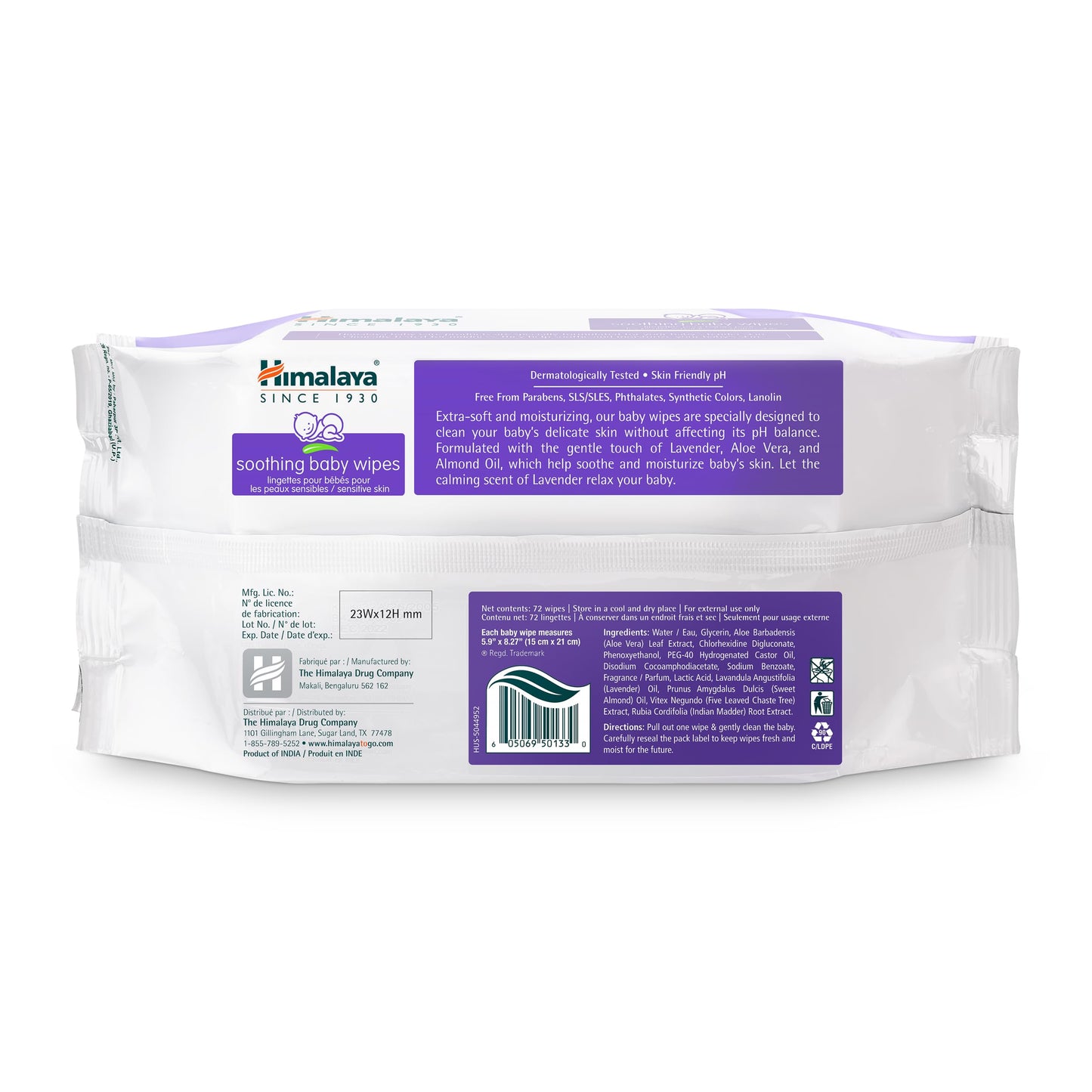 Himalaya Soothing Baby Calming Wipes for Soft, Clean, and Sensitive Skin, 72 wipes, 6 pack (432 Count)