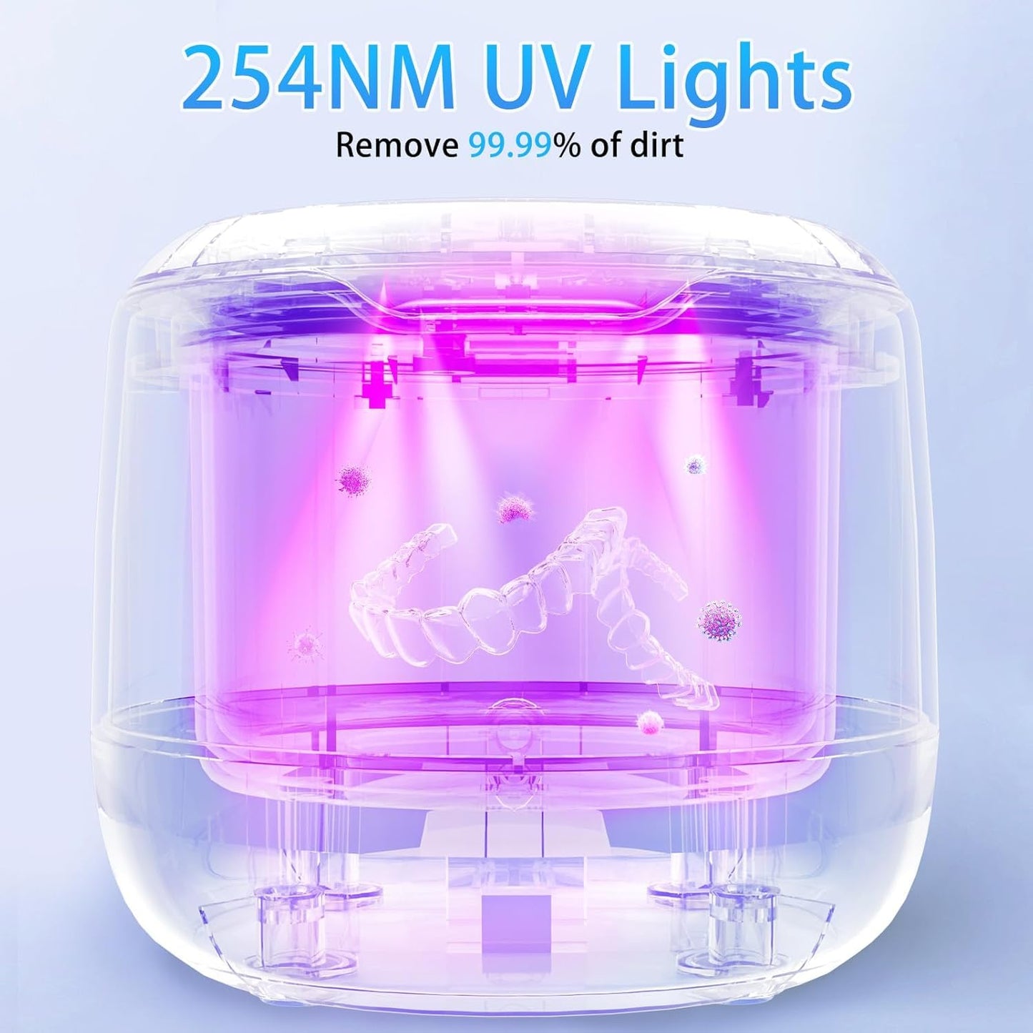Ultrasonic Retainer Cleaner,250ML Large Capacity Dental Cleaning Pod for Dentures,Retainers,Braces,Mouth Guards,Toothbrush, Aligner