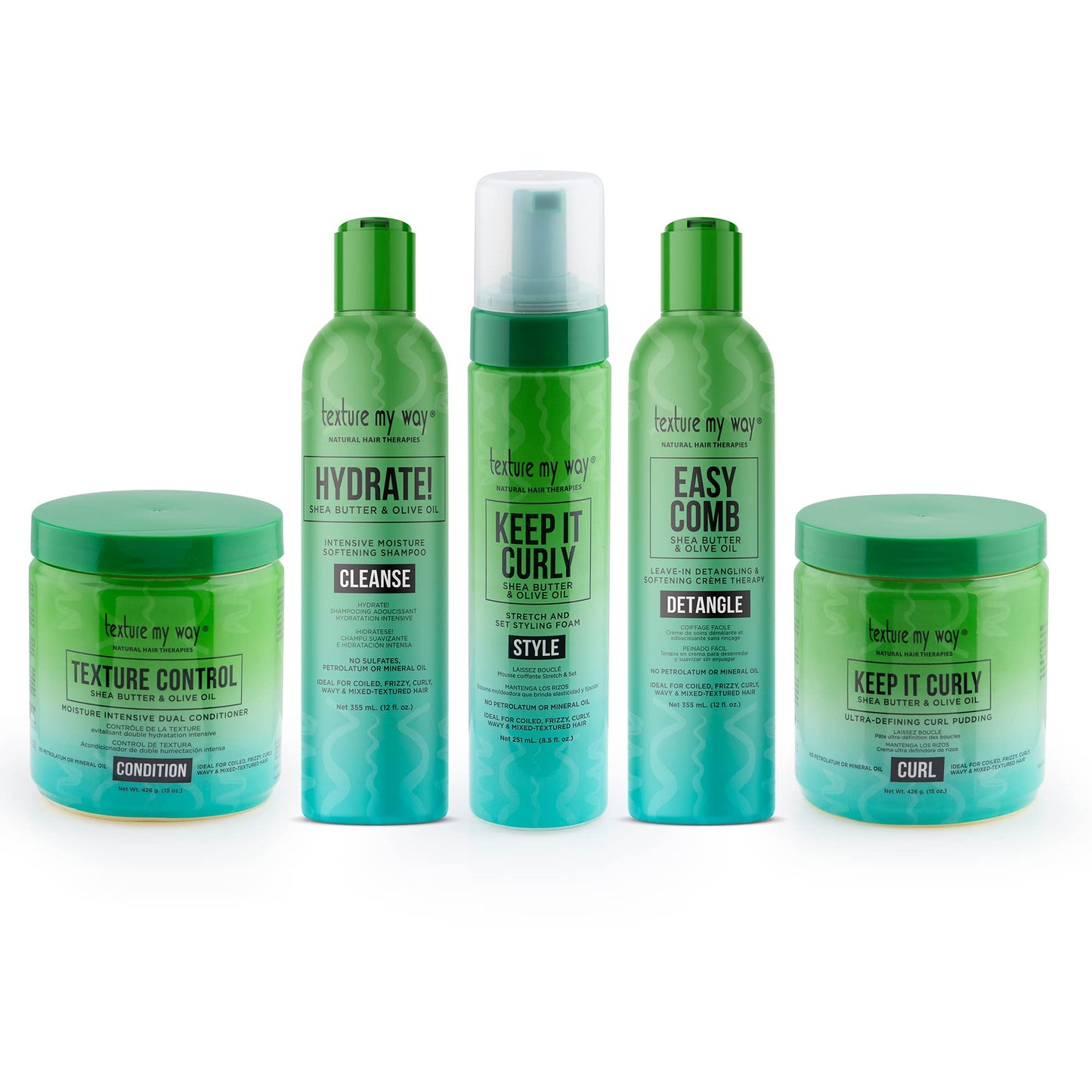 Texture My Way Natural Hair Therapies Easy Comb Leave-In Hair Detangler & Softening Crème Therapy, Ideal for Coiled, Frizzy, Curly Hair, 12 oz