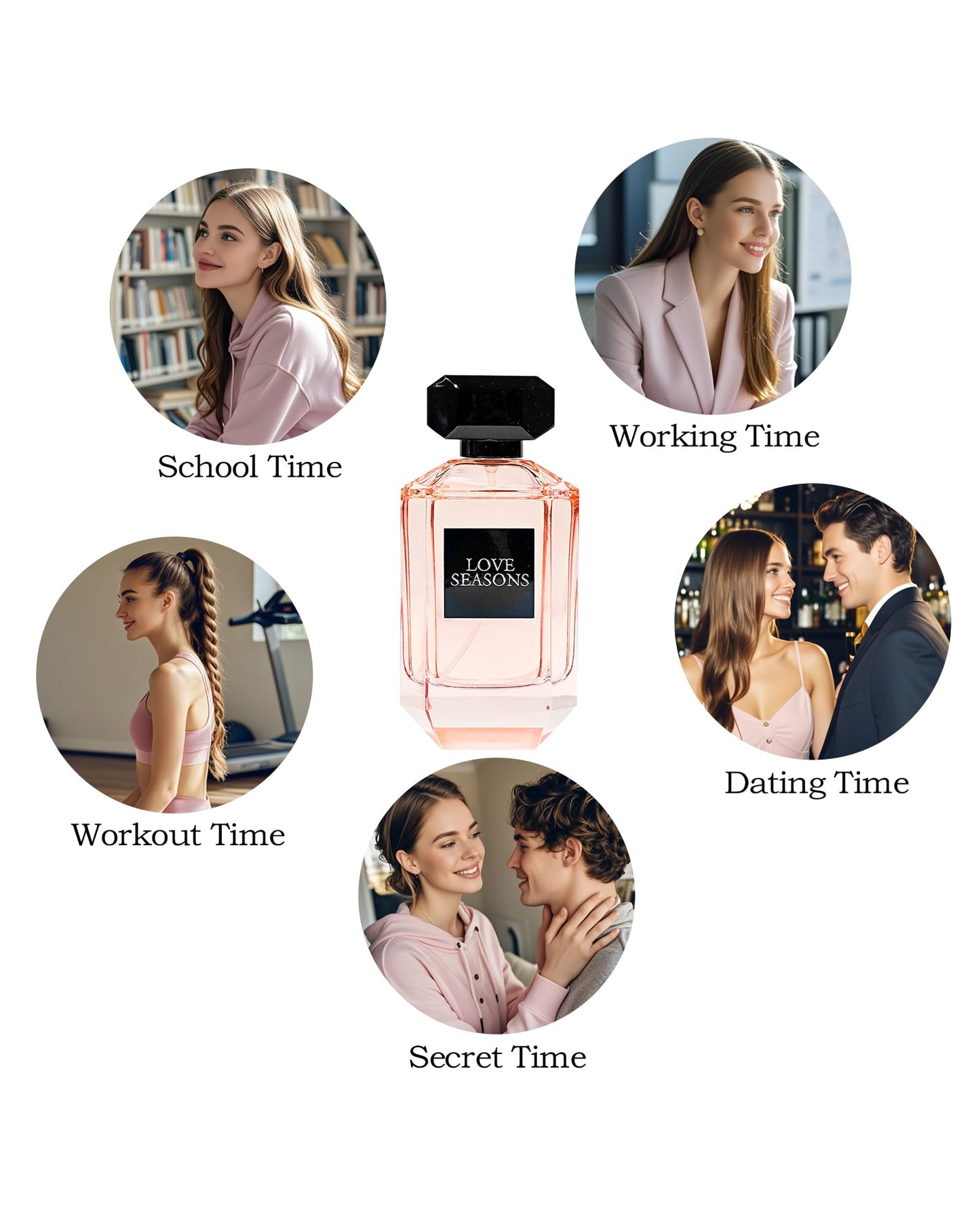 PERFUME&BEAUTY Love Seasons Eau de Parfum Spray for Women，Long Lasting Fragrance，Notes of Bergamot, Wolfberry, Pomegranate, Hibiscus, Lily, Musk, Cedar, 3.4 oz Spray, Ideal Gift for Mom, Graduate