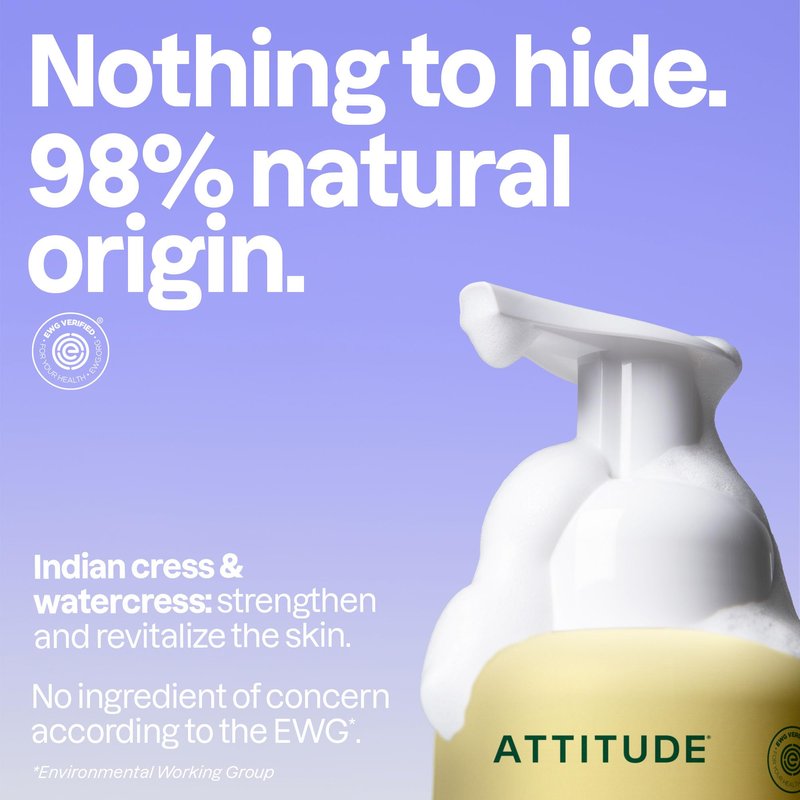 ATTITUDE Foaming Hand Soap, EWG Verified, Plant and Mineral-Based Ingredients, Vegan and Cruelty-free Personal Care Products, Earl Grey & Fresh Cucumber, 10 Fl Oz