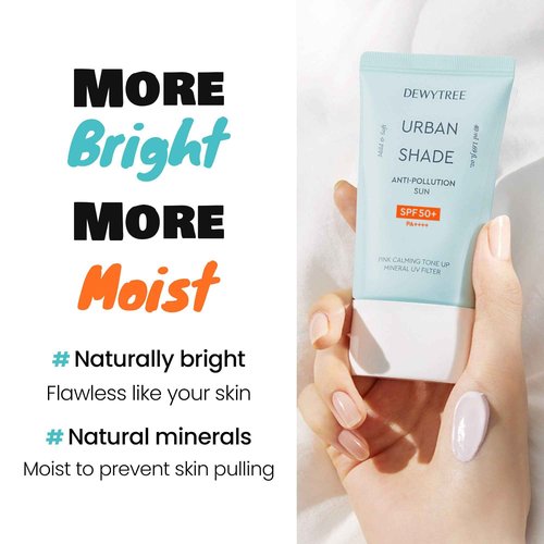 DEWYTREE Urban Shade Skin Sun Protection Daily Face Moisturizer with SPF 50 + Pa++++ Face Moisturizer for Dry Skin Pink Tone Up Cream Matte Sunscreen Sunblock for Face SPF Face Lotion (1.69 fl oz)