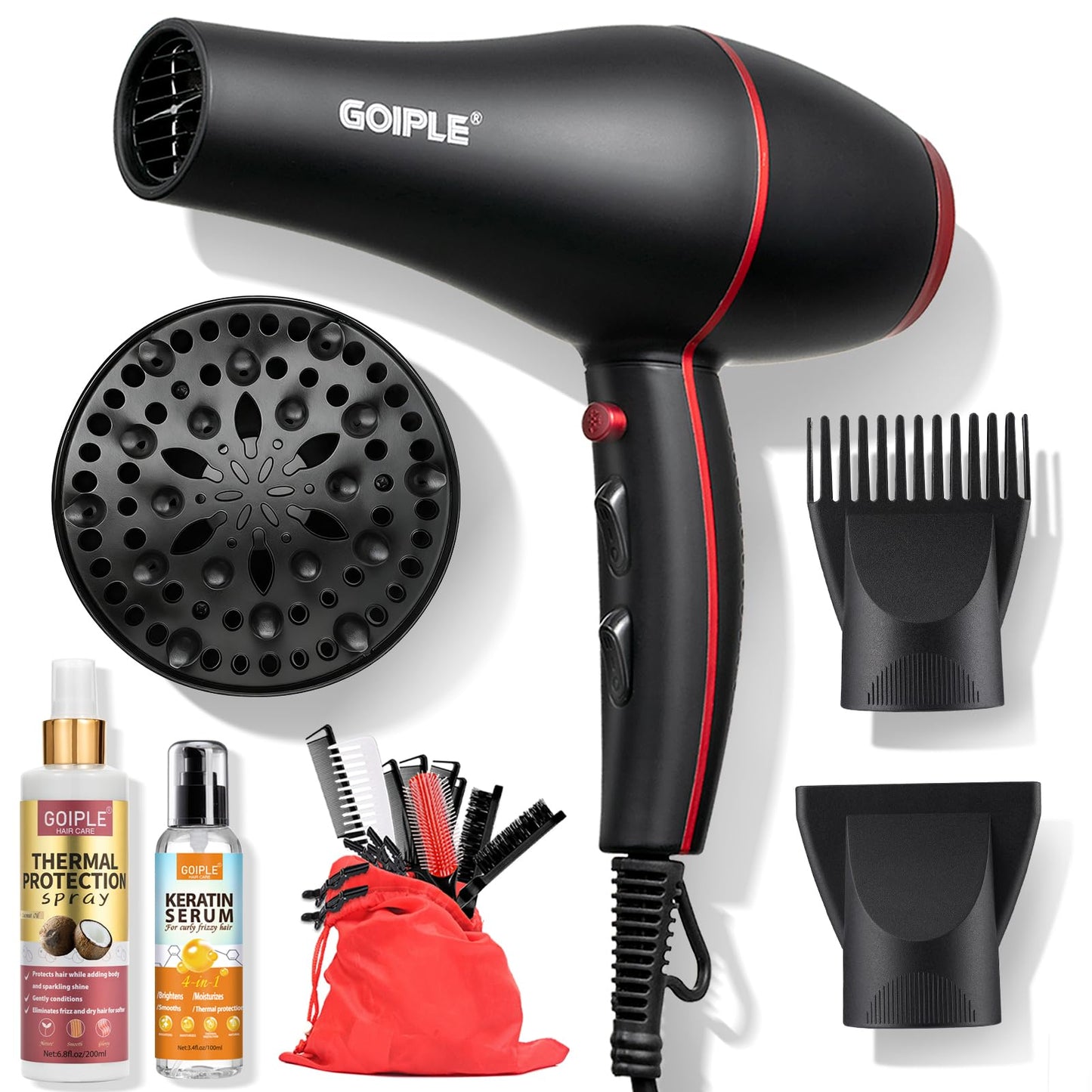 21Pcs Professional Hair Dryer Kit - Ionic, Lightweight, Low Noise, Constant Temperature, 1800W Blow Dryer for Women and Men - Includes Hair Dryer, Nozzles, and Accessories Set