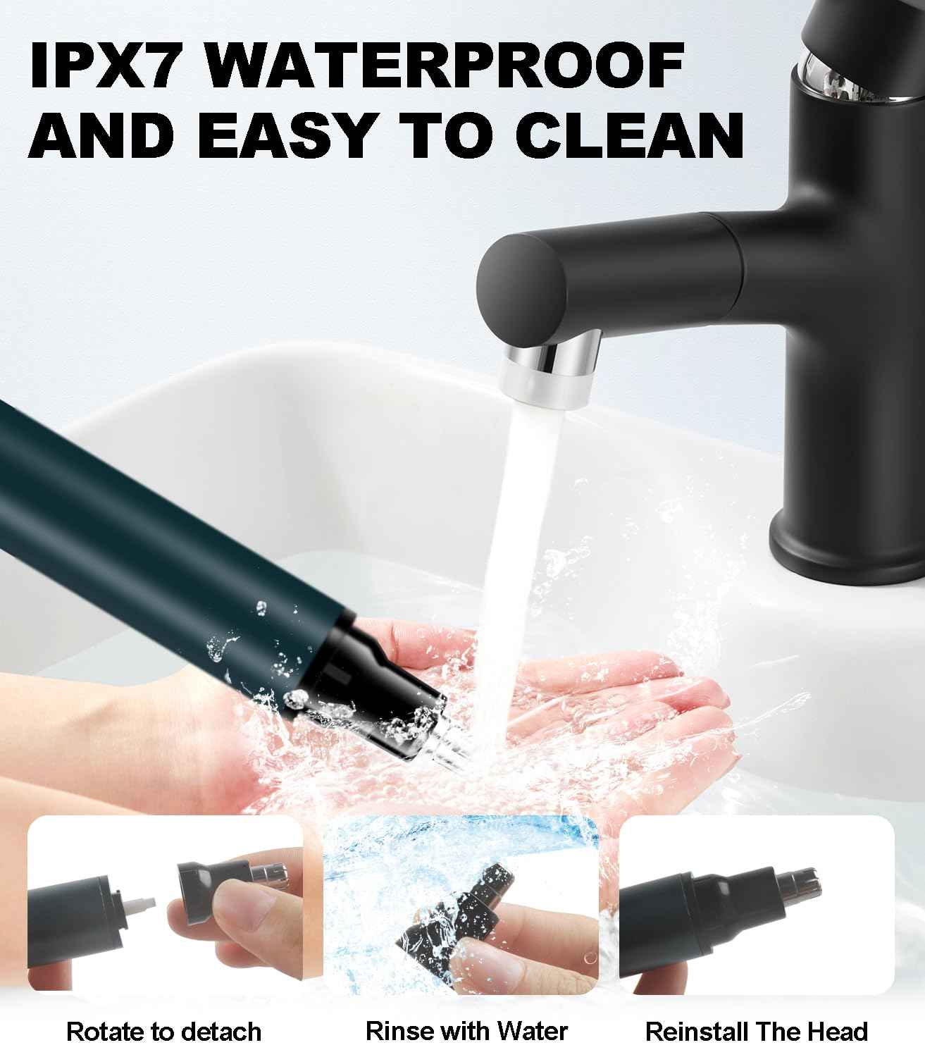 Nose Hair Trimmer - 2025 Professional Painless Ear Hair Trimmers for Men, USB Rechargeable Nose Hair Trimmer Clipper – 14,000 RPM IPX7 Waterproof Dual Edge Blades, Blue