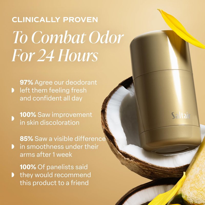 Saltair Skincare Deodorant - Aluminum-Free Odor Protection for Sensitive Skin | 2-Pack Golden Hour Scent