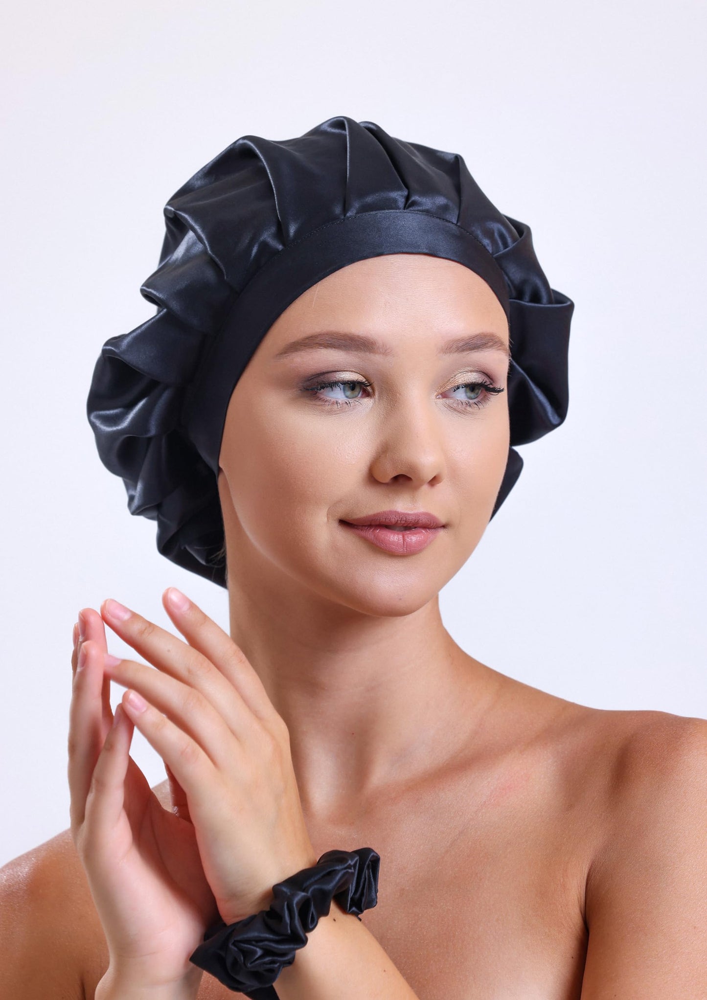 Venera 100% Pure 22 Momme Mulberry Silk Hair Bonnet - Silk Cap for Sleeping with Adjustable Ribbons - Pink