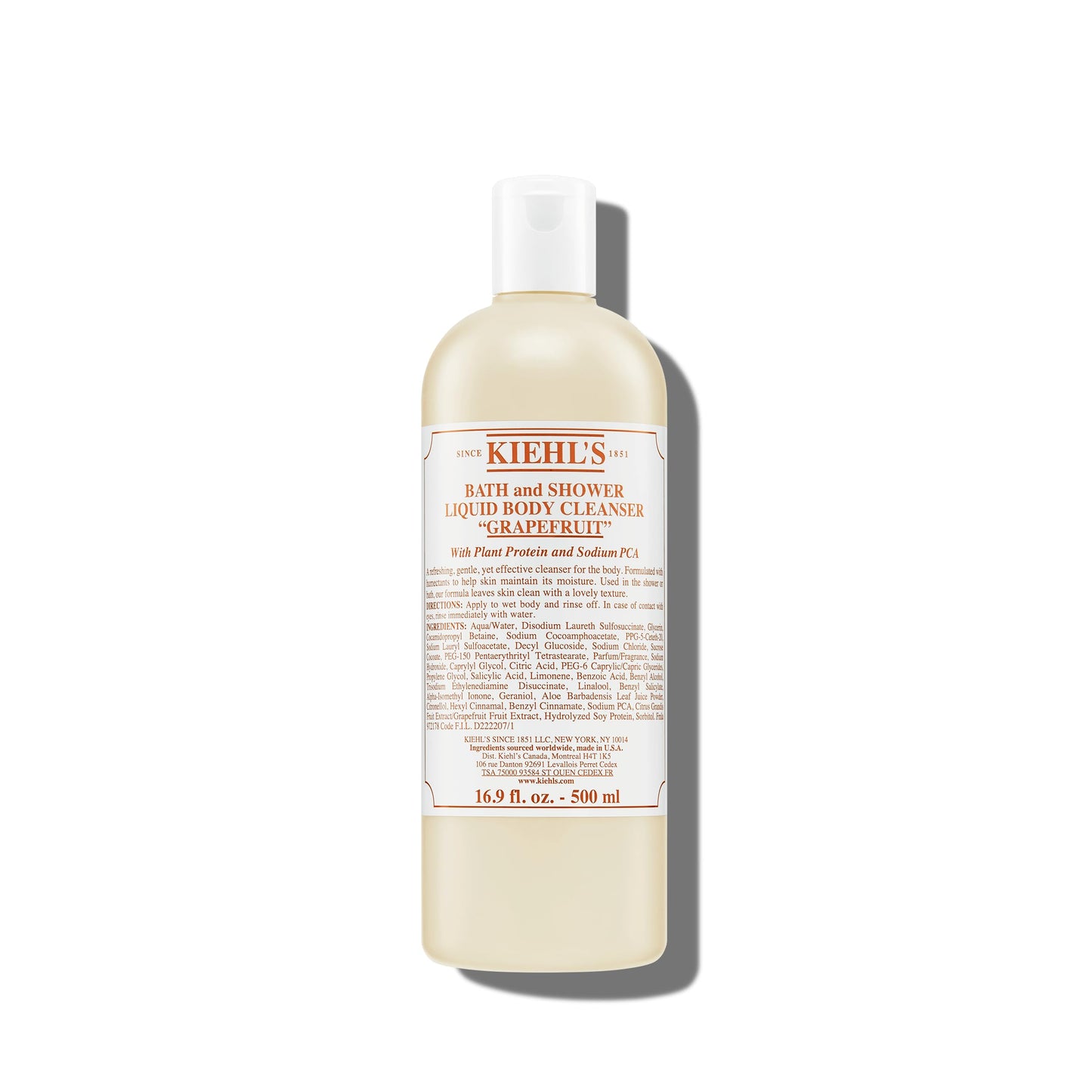 Kiehl's Grapefruit Liquid Body Cleanser, Gentle and Refreshing Foaming Body Wash, Aromatic Bath and Shower Experience, Maintains Moisture, Smooths Skin, Conditions, and Hydrates - 8.4 fl oz