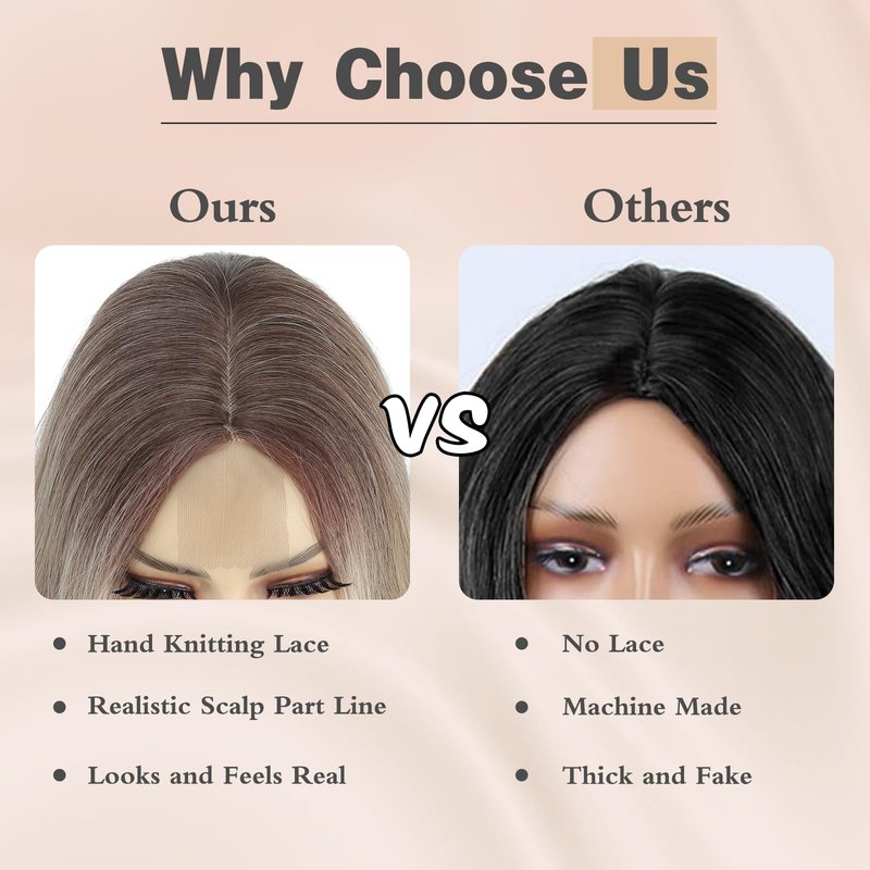 NAYOO Long Wavy Blonde Wig for Women - 26 Inch Ash Blonde Ombre Wig with Dark Roots, Natural Looking Dirty Blonde Ombre Wig, Middle Part Heat Resistant Fiber Wig for Daily Wear Party Cosplay