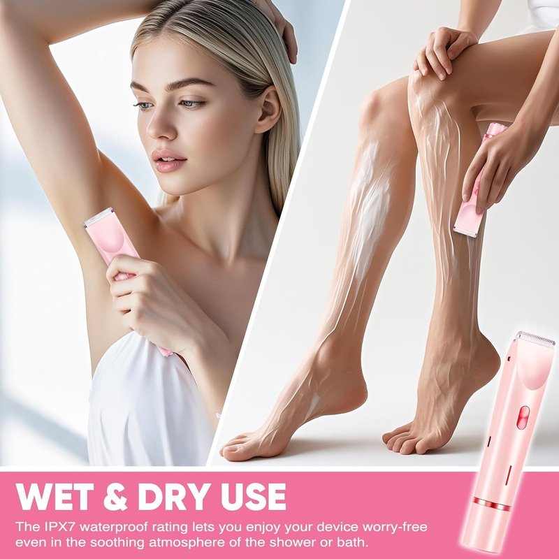 Bikini Trimmer for Women - Electric Razor & Shaver with Dual Ceramic Blades | Painless Hair Removal, Waterproof, 90min Cordless Runtime
