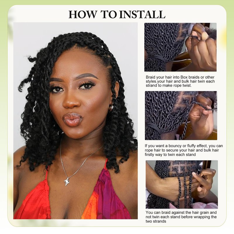 16 Inch Afro Kinkys Bulk Human Hair Kinky Curly Braiding Hair for Mini Twist 50g/Pack Natural Black 4C Dreadlock Extensions for Permanent Sister Locs/Mini Twists/Braids/Repair Can Dye and Bleach