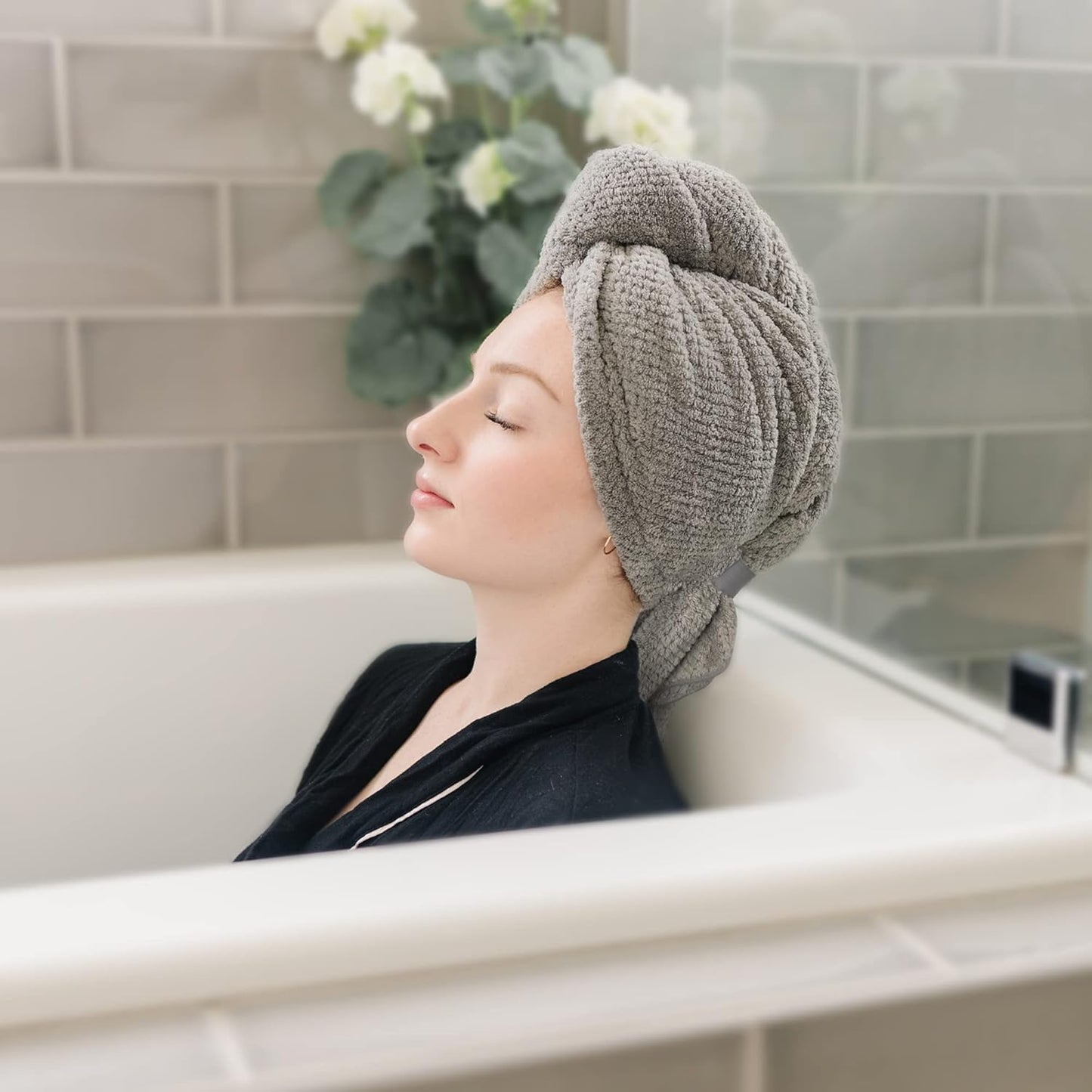 Microfiber Hair Towels for Women - Super Absorbent Quick Dry Wraps | 2 Pack, Anti-Frizz Turbans for Curly & Straight Hair - 27.5'' x 39.4''