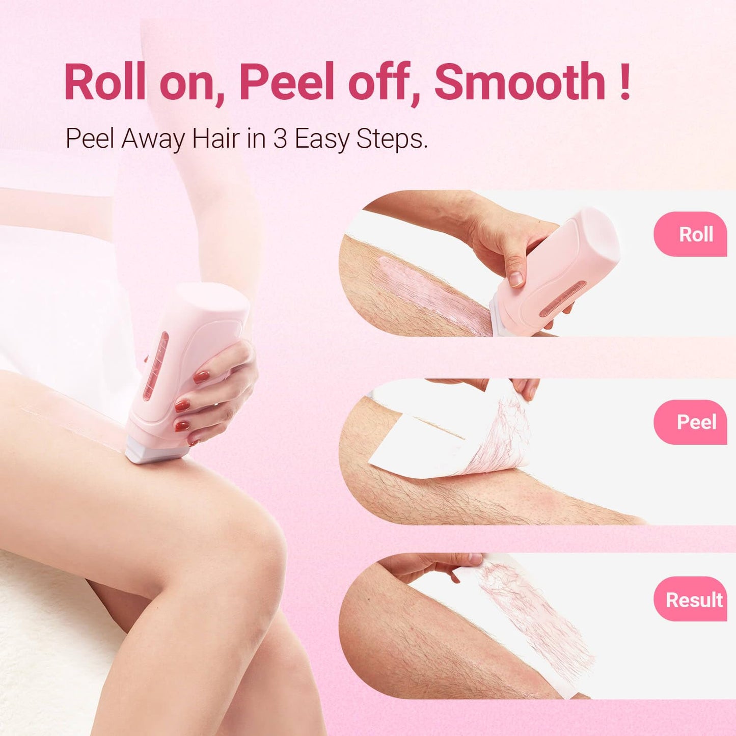 Waxpro Roll-On Wax Kit for Hair Removal, Roll on Waxing Kit for Women, At-Home Wax Warmer Kit with Hard Wax Refill, Honey Formula Gentle on Skin, Portable Gift for Body Legs Arms-Honey