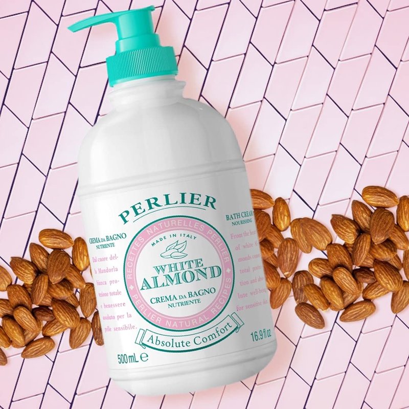 Perlier White Almond Shower & Bath Cream - Nourishing Almond Oil Formula for Deep Hydration | 16.9 Fl Oz