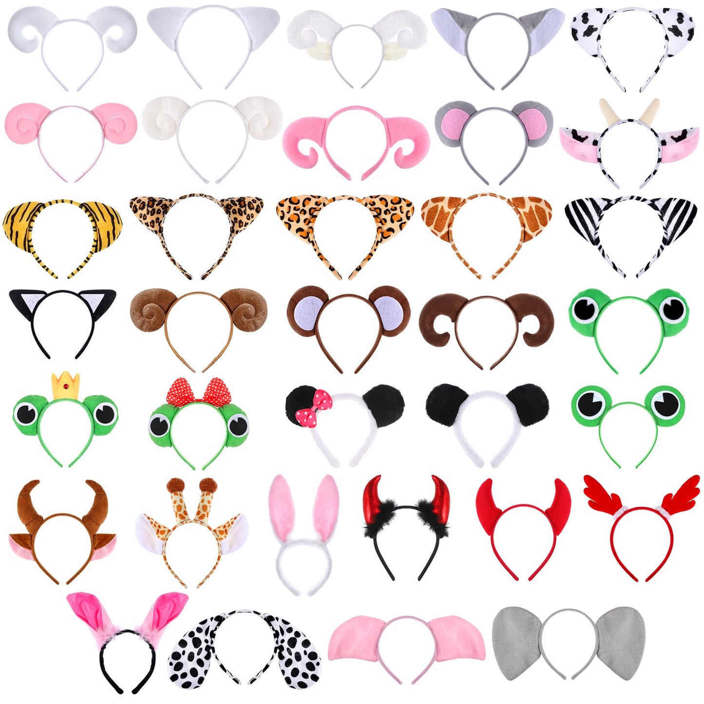 Hoemwarm 35 Pcs Animals Ears Headbands Zoo Jungle Animal Cat Ears Hair Hoop