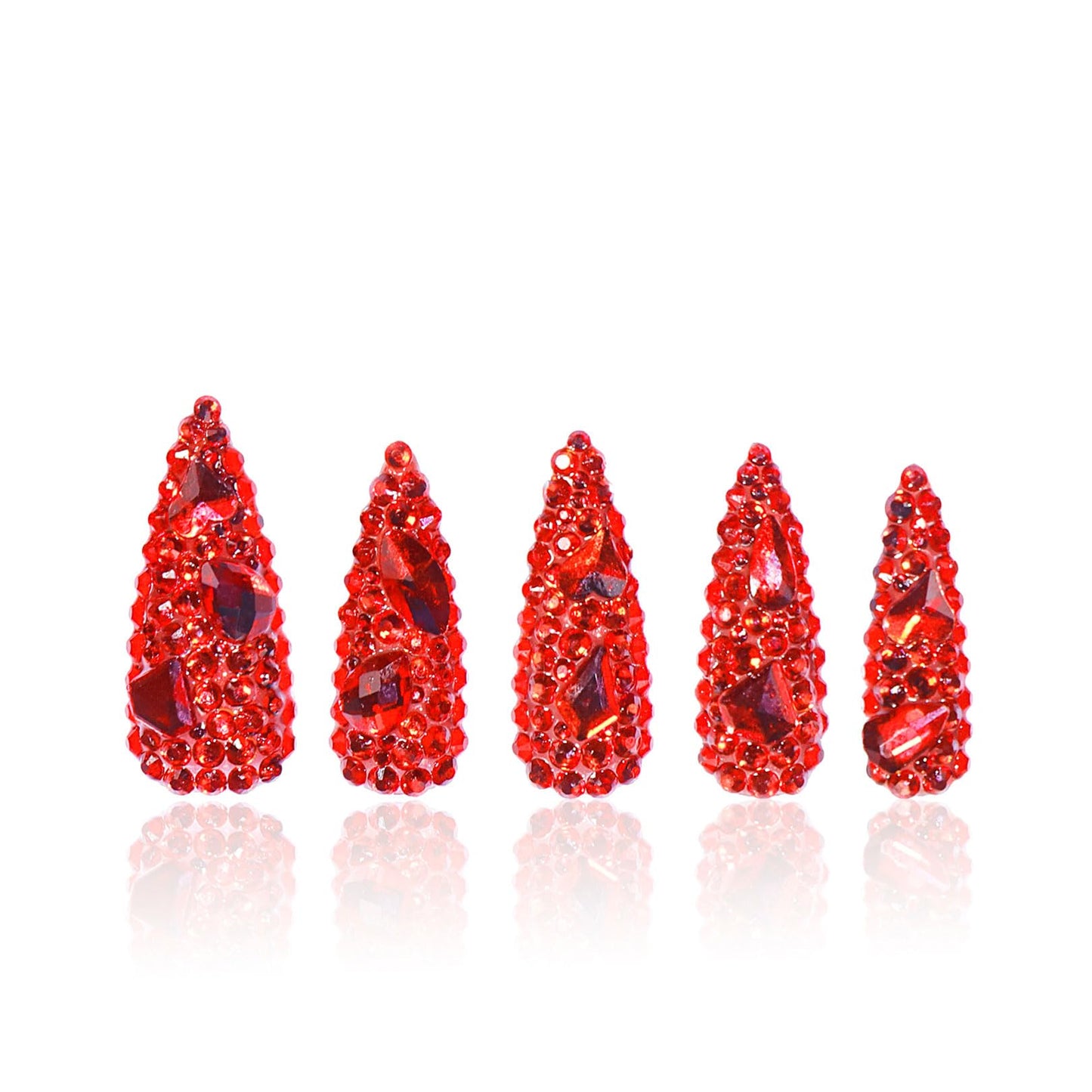 LOVFUL Press on Nails FROZEN | Handmade with Full Covered Crystals | Reusable Full Cover Nails | Stiletto Classic Regular 1.3 in | H319-L