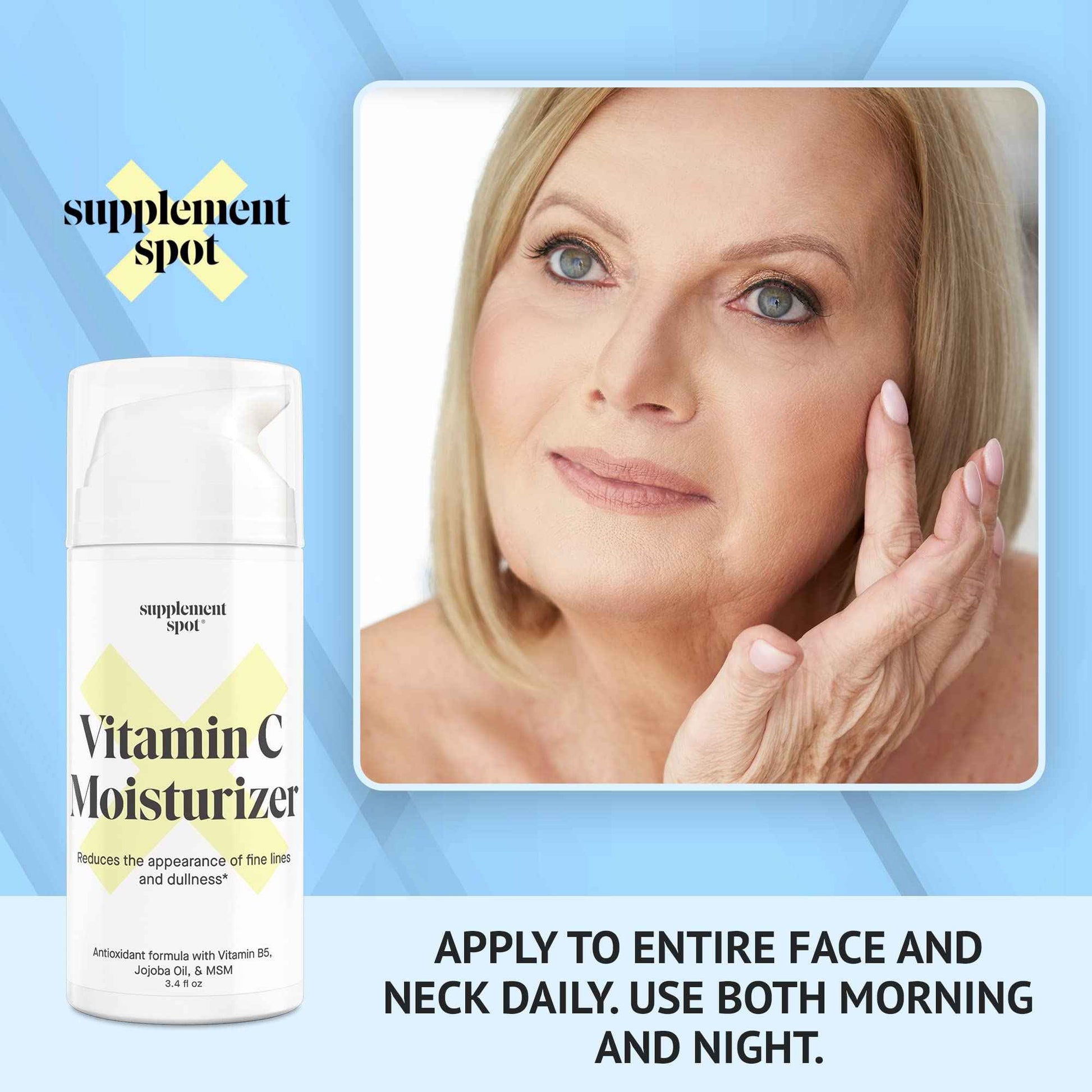 Supplement Spot Antioxidant C Moisturizer - Revitalizing Vitamin Lotion w/Vitamin E Oil & Jojoba Oil – Vitamin Face Moisturizer For Fine Lines & Wrinkles - Suitable For All Skin Types