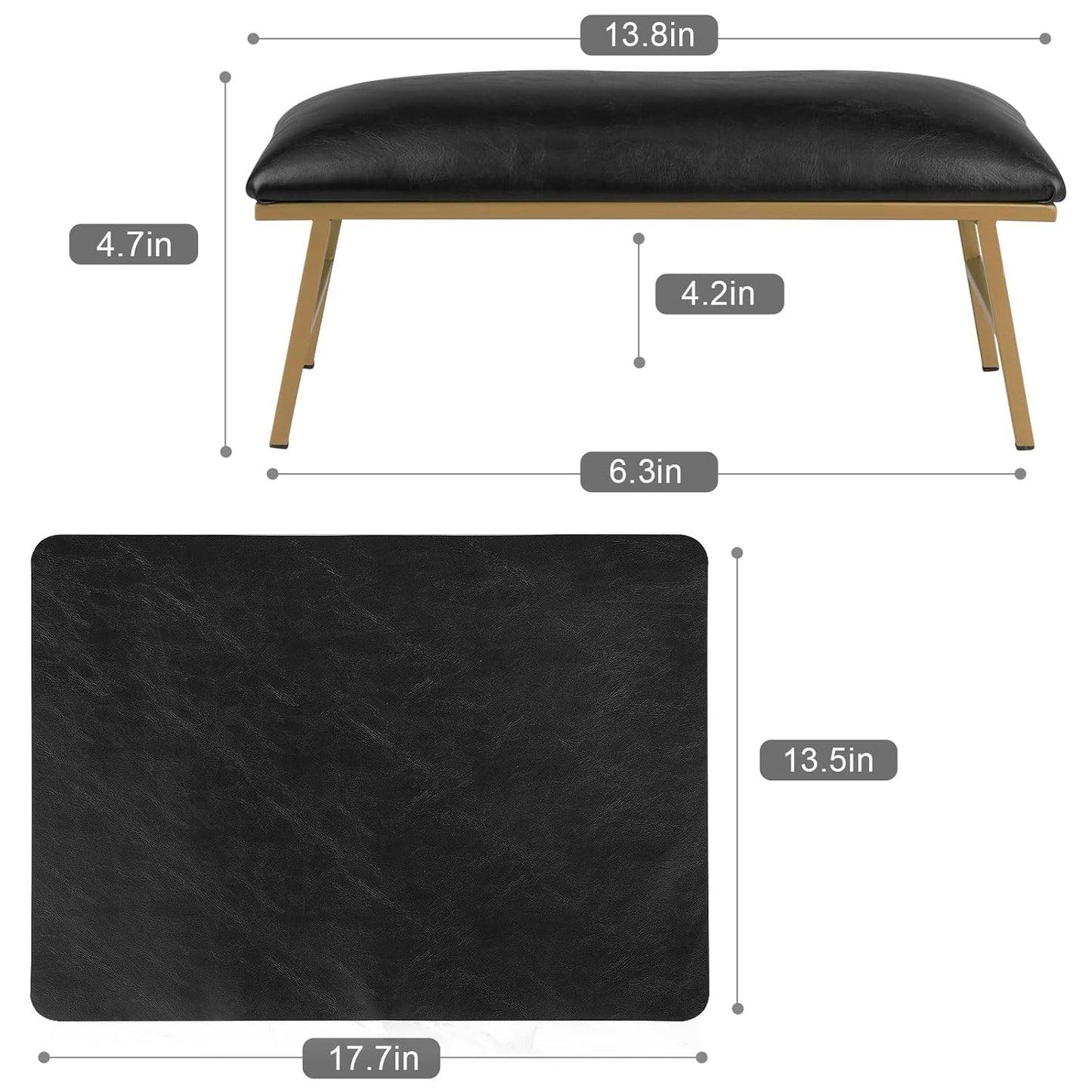 Nail Arm Rest - Microfiber Leather Manicure Hand Rest Stand | Black Nail Art Accessory