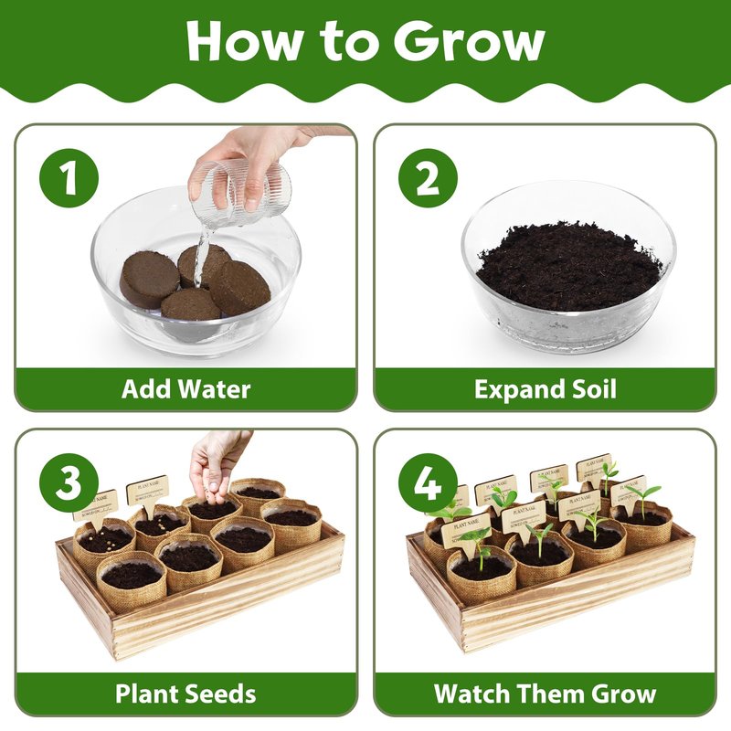 LUOJIBIE 8 Herb Indoor Garden Kit for Beginners, Complete Windowsill Growing Gifts Set, Mothers Day Gifts for Mom Women, Unique Christmas Birthday Gifts for Girls Boys Men Housewarming, Kitchen Decor