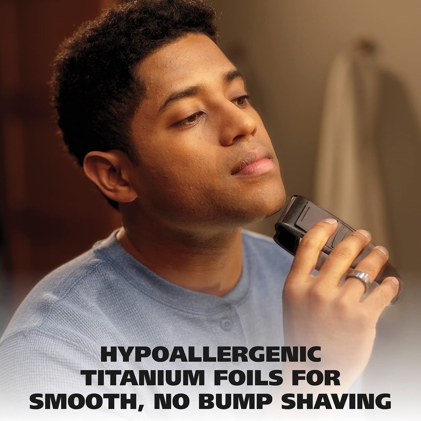 Wahl Bump-Free Rechargeable Foil Shaver with Hypoallergenic Titanium Cutters for Close, Smooth Shaving - Model 7339-300