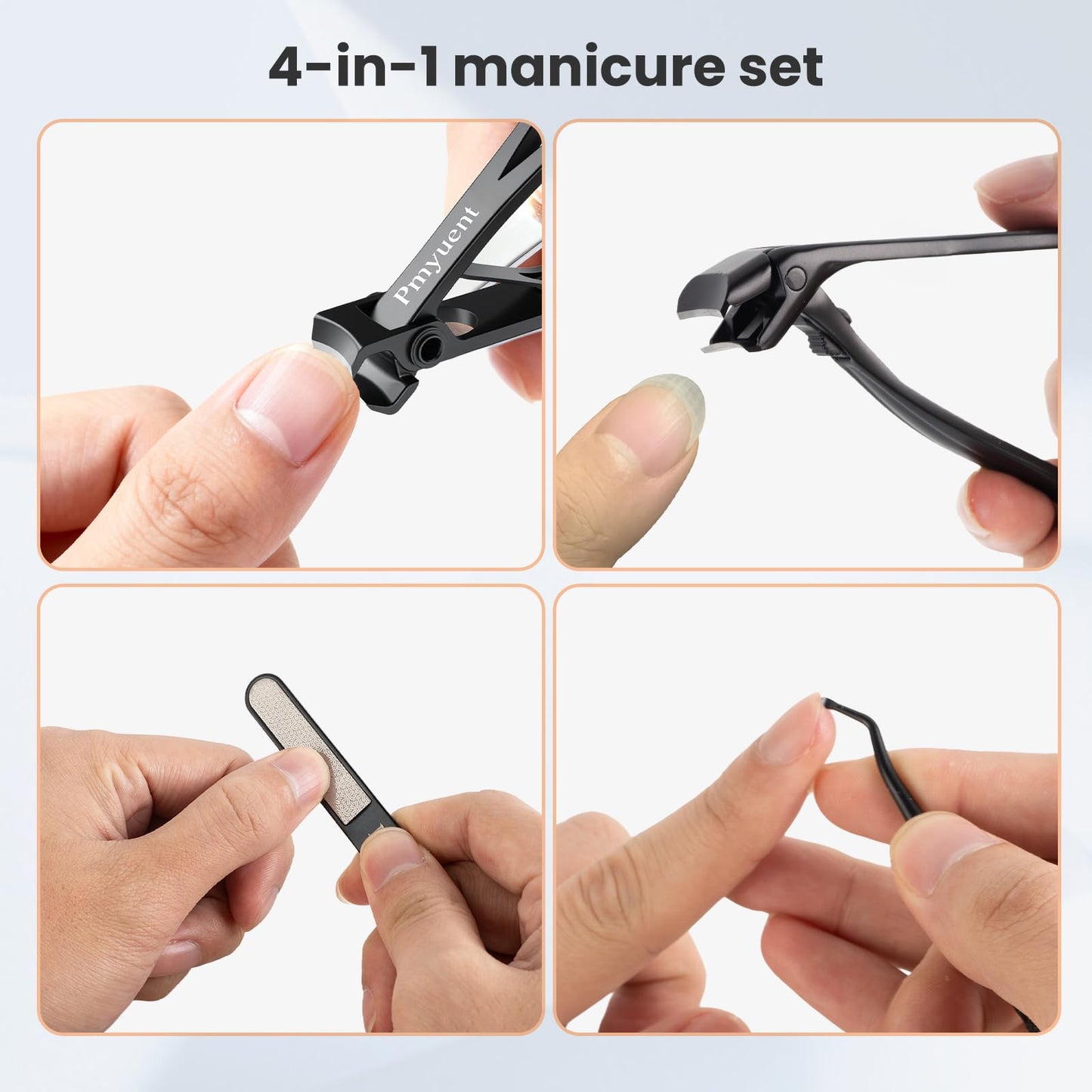 Extended Toenail Clippers Set for Thick Toenails, Long Handled Toenail Clippers for Seniors, Wide Jaw Opening Fingernail Clippers with Catcher, Ergonomic Heavy Duty Cutter for Men Women