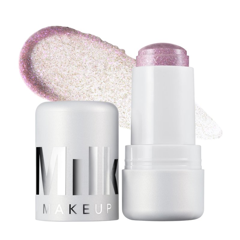 Milk Makeup Cooling Water Jelly Shimmer – Buildable Face + Body Highlighter Stick for Sheer Shimmery Glow – Long-Lasting, Hydrating, Glitter Free Formula – Boba (Violet Blue), 0.17oz