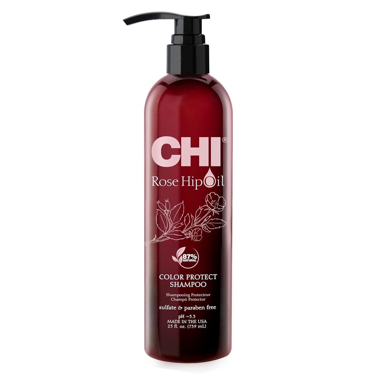 CHI Rosehip Oil Protecting Shampoo - Gently Cleanses Color-Treated Hair | 25 Oz, Sulfate-Free, Paraben-Free